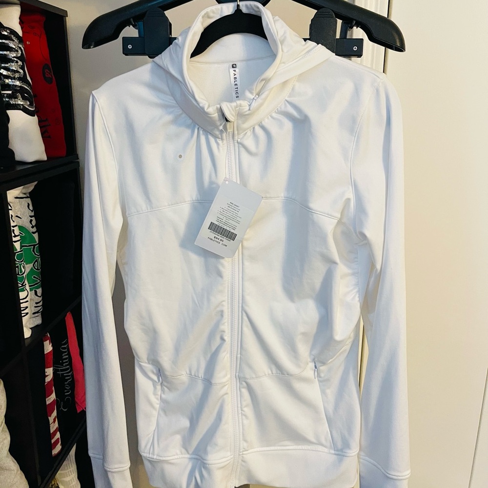Fabletics Kira White Zip-Up Jacket